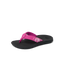 Santa Ana women's sandal facing left with fuchsia red straps, floral pattern, and cushioned black sole for beach comfort.