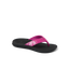 Santa Ana women's pink and black flip flop facing left, featuring cushioned arch support for beach comfort.