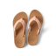 Top-down view of Santa Ana women's peach tan flip flops with cushioned footbed and arch support for beach comfort