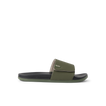 Side view of Cshn Phantom Slide in olive green with cushioned footbed and ergonomic arch support for beach comfort