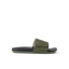 Side view of Cshn Phantom Slide in olive green with cushioned footbed and ergonomic arch support for beach comfort