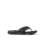 Cushion Fanning black flip flop sandal facing right with arch support and soft cushioning, designed for beach comfort.