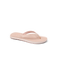 Ojai Classic Slim women's blush suede flip flop facing right, featuring soft cushioning and arch support for comfort.