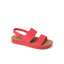 Reef Water Vista women's coral sandal facing right, close-up of the sandal's side with cushioned sole and straps.