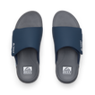Top view of men's Cruiser Slide navy and grey slides with anatomical arch support and soft cushioning by REEF.