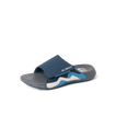 Cruiser Slide facing left, navy grey white men's slide sandal with anatomical arch support and cushioned footbed.