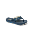 Cruiser men's navy blue flip flop facing left, close-up of top and side with soft cushioning and arch support