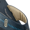 Close-up of the Cruiser sandal heel facing left, showing anatomical arch support and soft cushioning in midnight navy color.