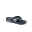 Fanning + men's navy and grey sandal facing right, showing toe post and cushioned arch support for beach comfort