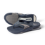 Fanning + men’s navy gray flip flops, angled left showing top and sole, comfort cushioning and arch support