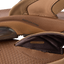 Close-up of the side and inner strap of the Fanning + sandal showing cushioning and shock pad details facing left.