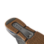 Fanning + men's footwear showing the black gum outsole with textured tread facing upward, surf-inspired comfort design.