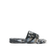 Fanning Slide H2O sandal facing left, camo marble pattern, showing side and top strap with arch support and cushioning.