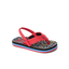 Little Ahi boys sandal facing right, close-up of front and side, featuring soft rebound cushioning and arch support.