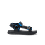 Kids Shoremazing sandal for boys facing right, black and blue with anatomical arch support and water-friendly materials.