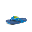 Kids Windswell blue and green flip flop for boys, left side view, surf-inspired comfort with anatomical arch support.