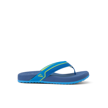 Kids Windswell boys blue flip flop facing right with surf-inspired comfort and anatomical arch support