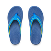 Top view of Kids Windswell blue and volt boys flip flops with anatomical arch support and soft cushioning for beach comfort