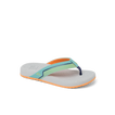 Kids Windswell flip flop facing right, showing side and top view with cushioned grey footbed and orange sole