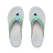 Top view of Kids Windswell boys flip flops in grey with green and blue straps, showing molded footbeds and arch support.