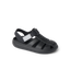 Little Totally Beachin black sandal facing right, showing soft-rebound cushioning and arch support for comfort.