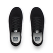 Top view of black Kids Neptune sneakers with breathable knit upper, white sole, and surf-inspired comfort design.
