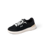 Shoreline Palisades women’s sneaker facing right with breathable black mesh upper and cushioned white sole for beach comfort