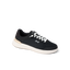 Shoreline Palisades sneaker facing right, black mesh with white laces, cushioned sole for beach-inspired comfort