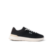 Shoreline Palisades black sneaker facing left showing side with anatomical arch support and soft cushioning