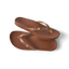 Vista Ivy women's brown flip flops facing left, close-up of footbed and straps with anatomical arch support
