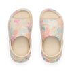 Top-down view of Little Rio Slide unisex kids' slides in apricot multi with anatomical arch support and cushioning for beach comfort.