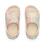 Top-down view of Little Rio Slide unisex kids' slides in apricot multi with anatomical arch support and cushioning for beach comfort.