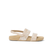 Little Cushion Vista sandal for girls facing left, floral straps, cushioned sole with arch support, beach-inspired comfort.