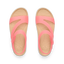 Top view of pink Kids Cali Coastin sandals for girls with comfort footbed and anatomical arch support