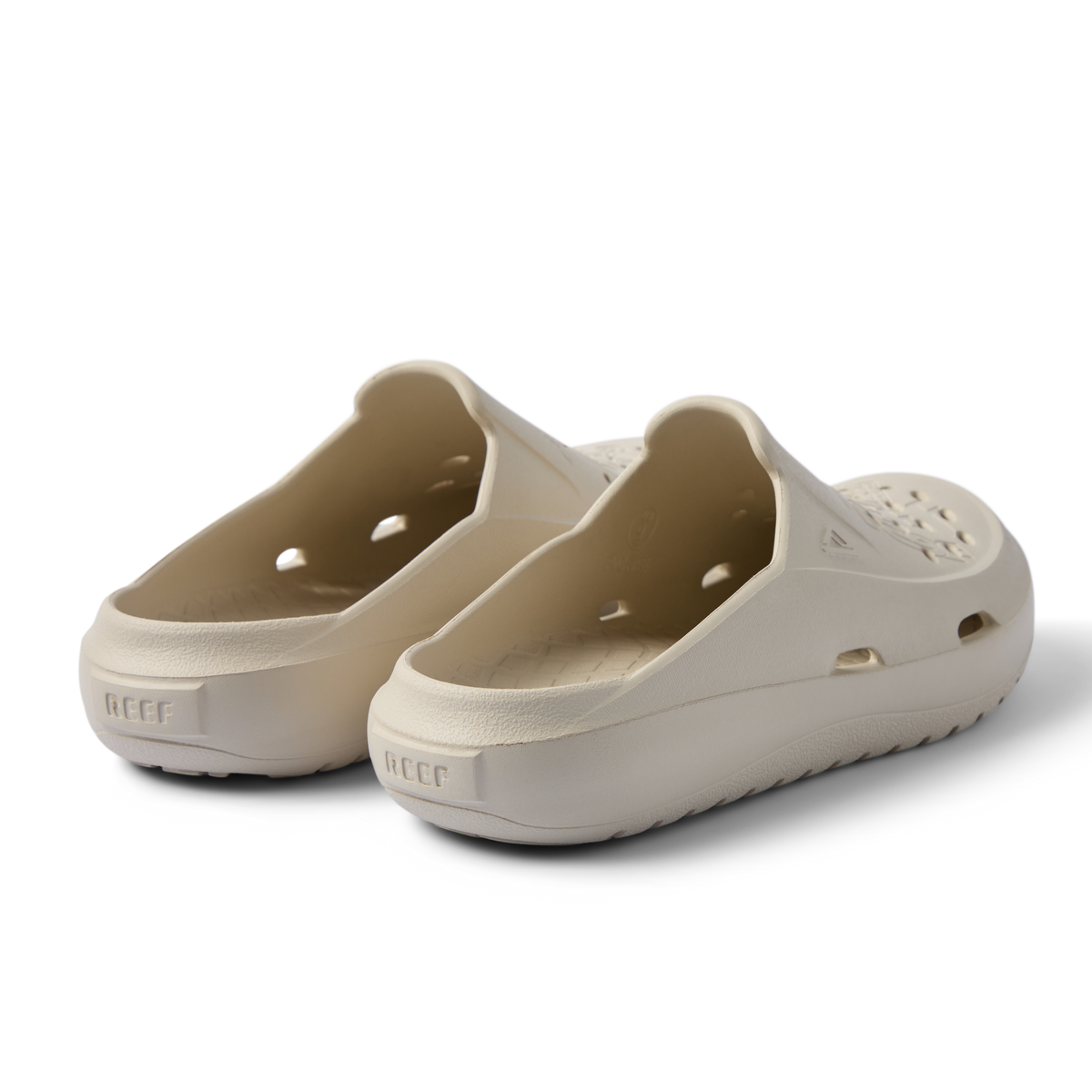 Glider water-friendly slip-ons facing right, rear view with open heels and soft cushioned footbeds