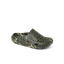 Glider camo-print clog facing left, showing ventilated top with anatomical arch support and soft cushioning