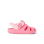 Little Totally Beachin pink girls sandal facing right, showing side with comfort-focused arch support and cushioning.