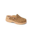 Vista Skye leopard print platform clog facing right with cushioned footbed and arch support