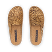 Vista Skye clogs viewed from above, toes facing upward, with leopard print and cushioned footbeds