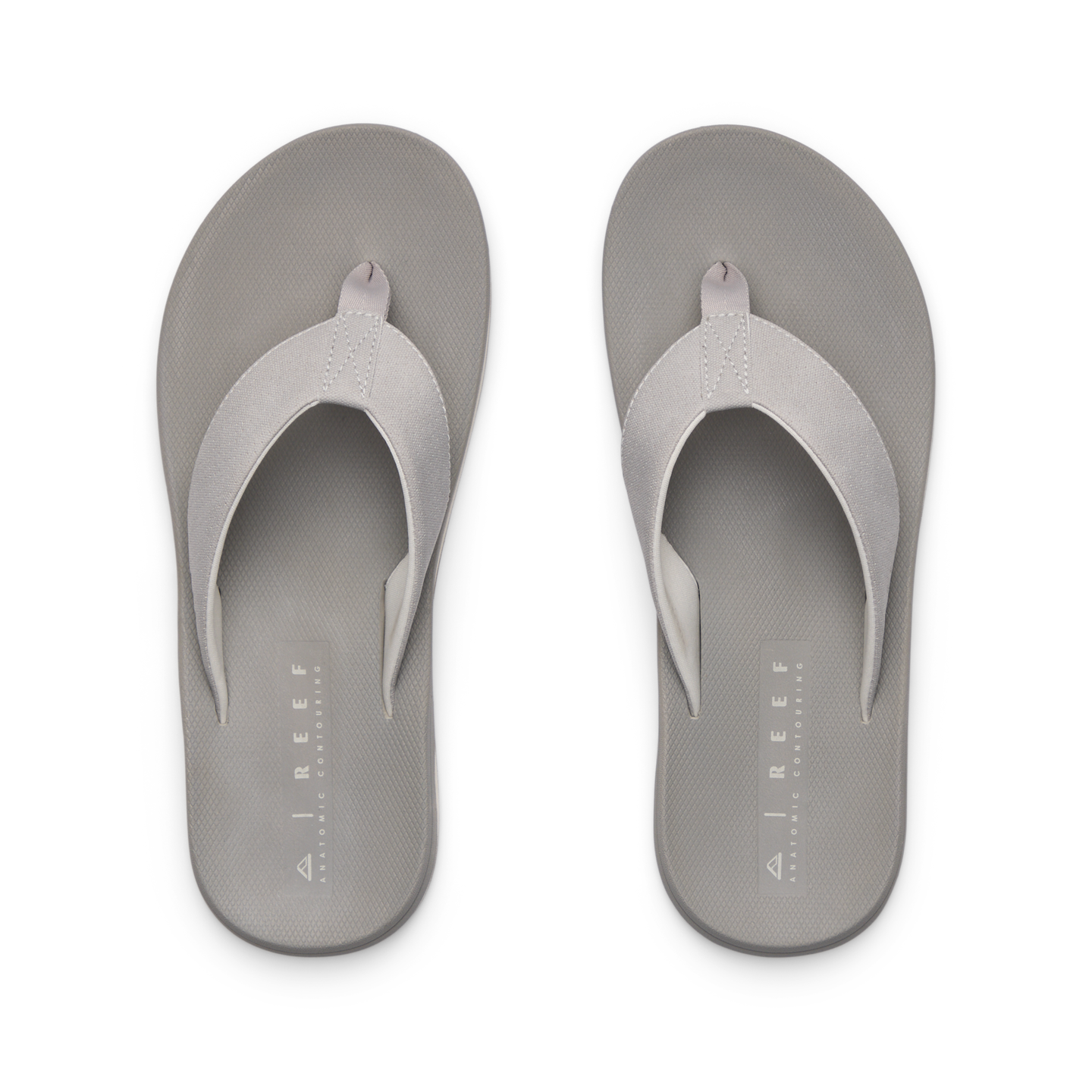 Top view of Nox men's grey sandals with anatomical arch support and water-friendly materials for beach comfort.