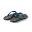Pair of Nox men's teal and black flip flops facing right, featuring soft cushioning and anatomical arch support.