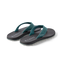 Pair of Nox men's teal and black flip flops facing right, featuring soft cushioning and anatomical arch support.