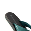 Nox men’s sandal facing left, close-up of the footbed and teal strap with memory foam for beach comfort.