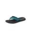 Nox men's teal and black flip flop facing left, showing top and side with anatomical arch support and cushioning.