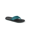 Nox men's sandal facing right, close-up of teal strap and black cushioned footbed with arch support and water-friendly design.