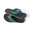 Pair of Nox men's flip flops with teal straps facing right, showing top and sole, designed for comfort and beach wear.