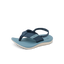 Little Santa Ana boys sandal facing left showing top and side with arch support and cushioning in blue tones