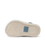 Sole of Little Santa Ana boys shoe facing up, showing durable, water-friendly outsole with Reef logo and leaf pattern.