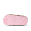 Little Rio Slide showing bottom sole with pink textured arch support and beach-inspired patterns facing up, close-up view.