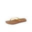 Cushion Slim womens sandal facing right with golden apricot straps, soft-rebound cushioning, and arch support for beach comfort.